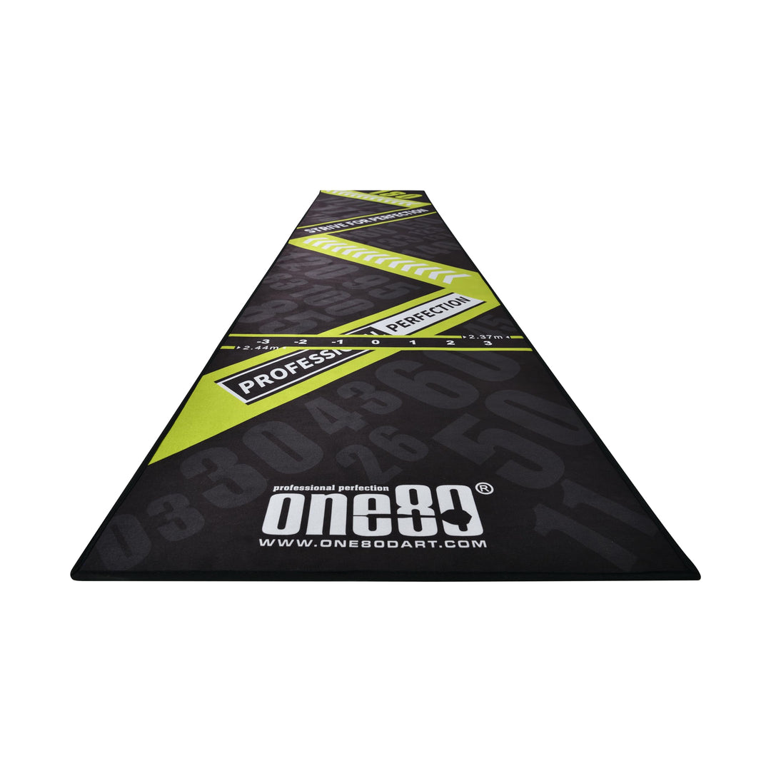 ONE80 Dart Poly Dart Mat Dartteppich incl. Oche Tape rutschfeste gummierte Unterseite 310x70 cm Dart