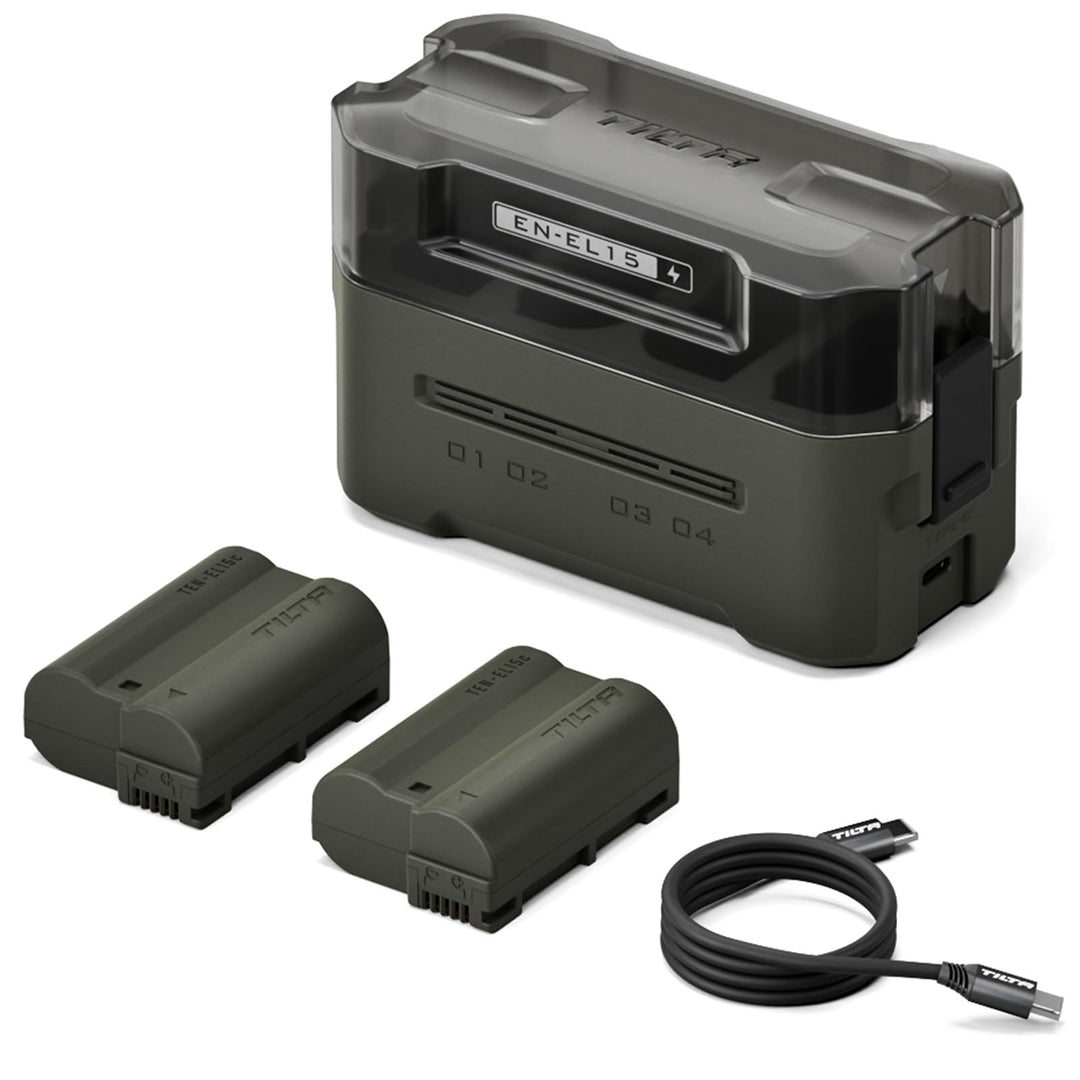 EN-EL15C Ersatzakku- und Ladegerät-Set, 2er-Pack 2400-mAh-Akkus und Vierkanal-USB-C-PD-Schnellladege