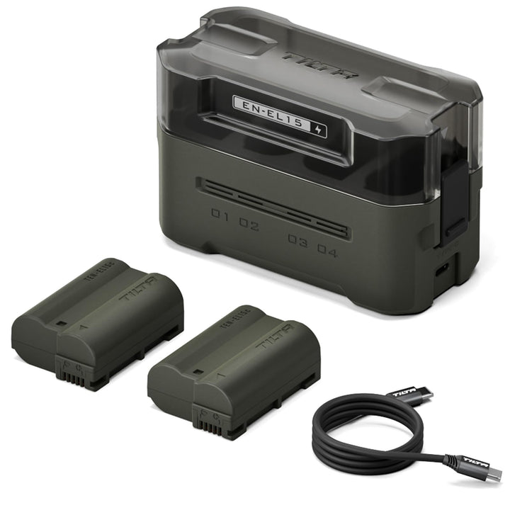 EN-EL15C Ersatzakku- und Ladegerät-Set, 2er-Pack 2400-mAh-Akkus und Vierkanal-USB-C-PD-Schnellladege