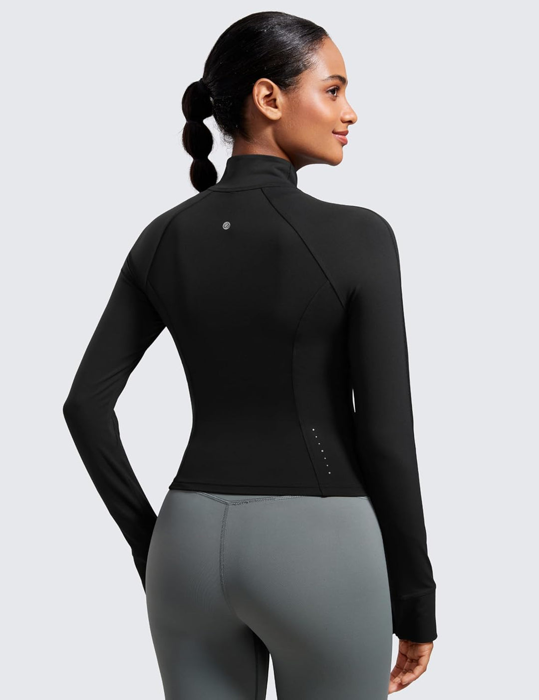 CRZ YOGA Damen Butterluxe Full Zipper Sport Jacke Zip Tasche Crop Running Laufjacke Gym Langarmshirt