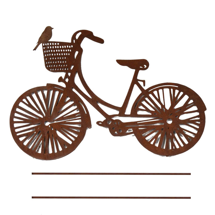UNUS Garden Fahrrad Gartenstecker, Hollandrad Gartendeko Rostoptik, Roststecker aus Edelrost Metall,