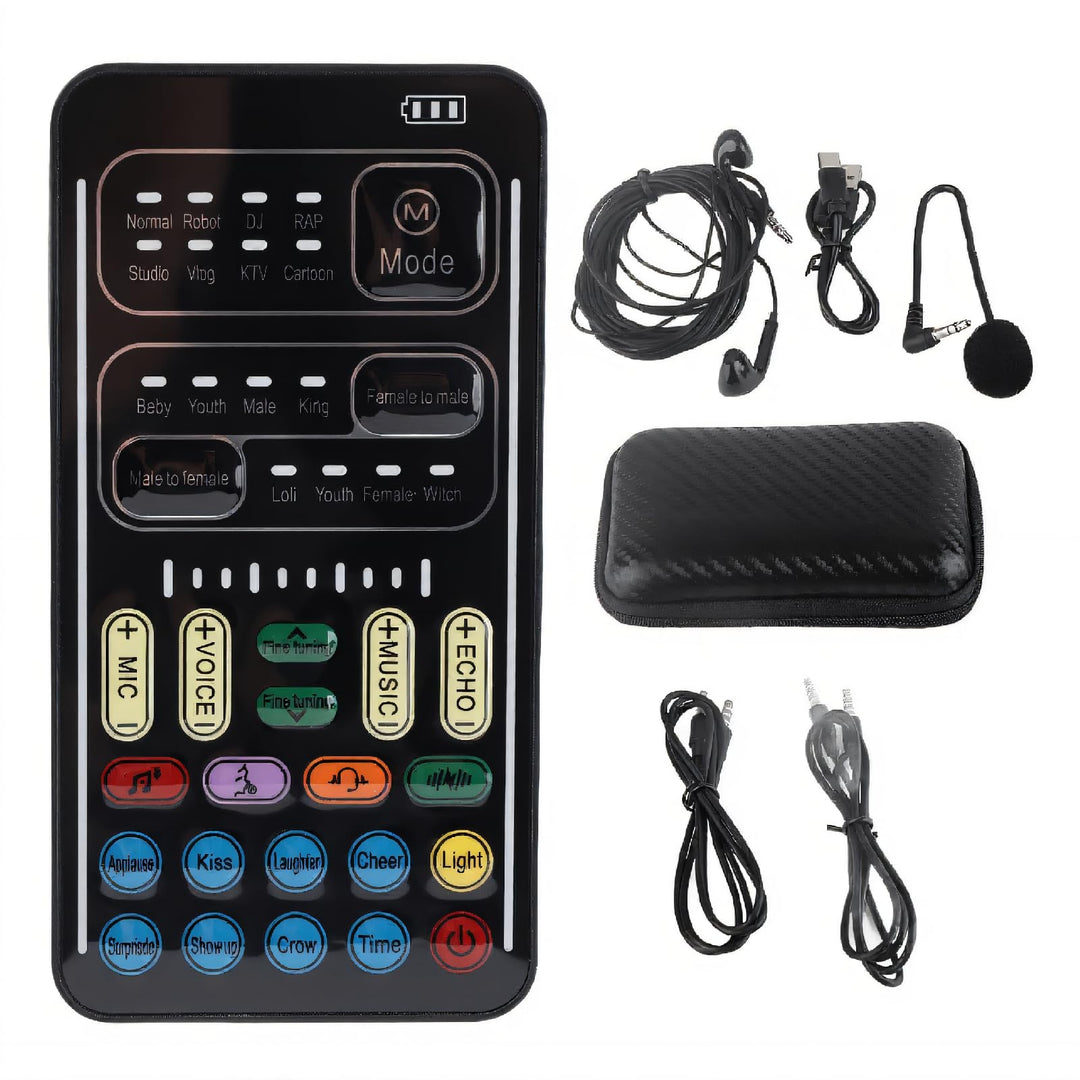 Annadue Voice Changer, I9 Voice Changer Set Tragbarer -Soundkarten-Live-Streaming-Mixer mit Mikrofon