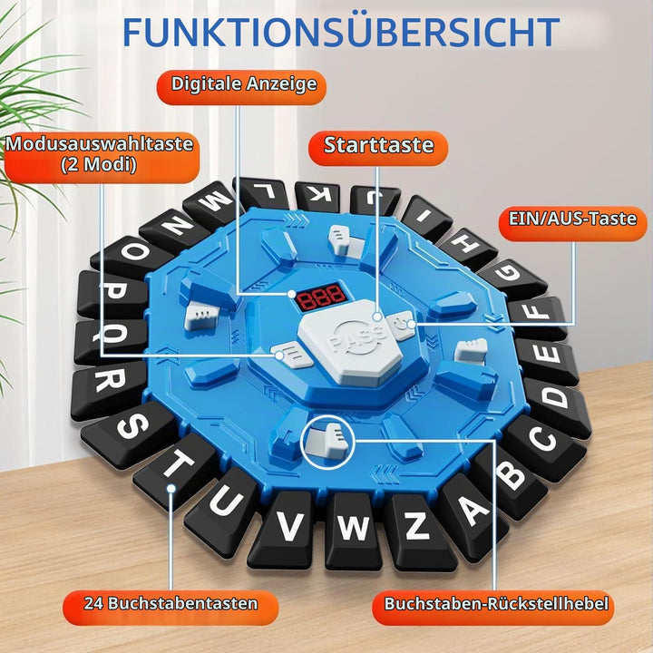 Wortspiel,Brettspiele für Kinder und Erwachsene mit 2 Modi,24 Tasten Buchstaben Familienspiel mit In