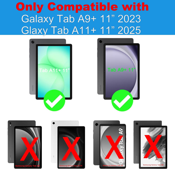 Für Galaxy Tab A9+ Hülle mit Tastatur - 7 Farben Beleuchtung Abnehmbare Trackpad Tablet Cover - Bele