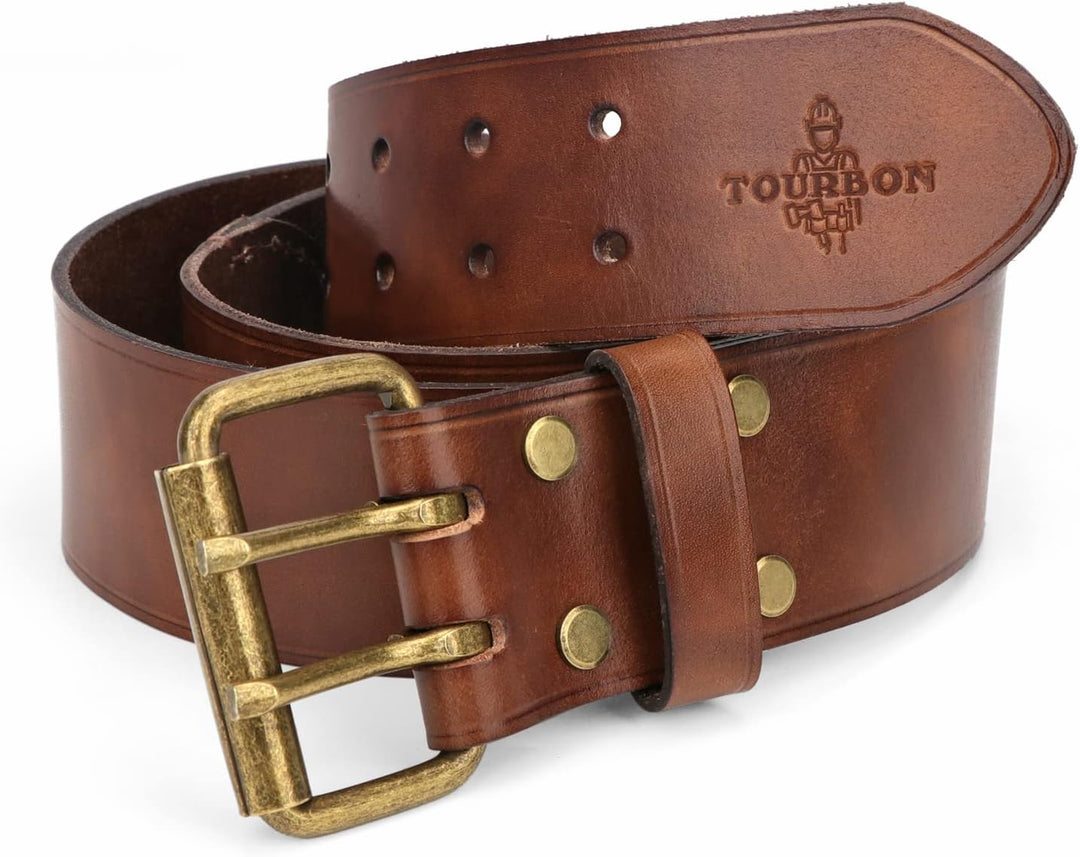 TOURBON Deluxe Rindsleder Gürtel für DIY Werkstatt Werkzeugtasche Western Cowboy Herren Gurt Grösse