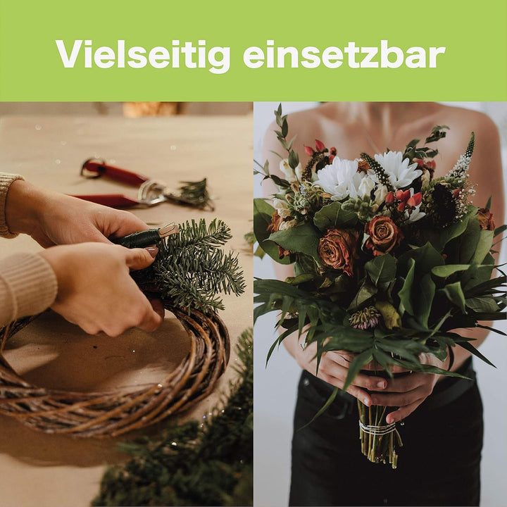 Talvani Basteldraht 9X | in grün Silber schwarz – Flexibler Blumendraht zum Basteln – Rostfreier Dra