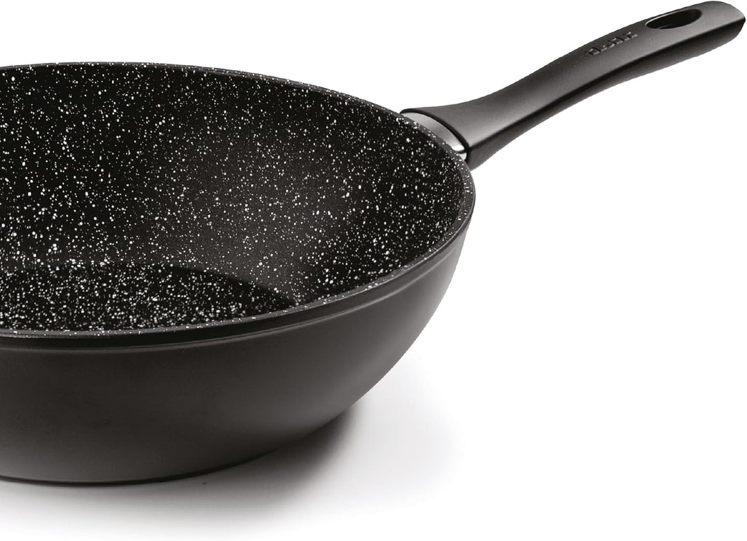 IBILI - Wok Natura, 30 cm, Aluminium, Anti-Haft-Beschichtung im Stein-Stil, geeignet für Induktion