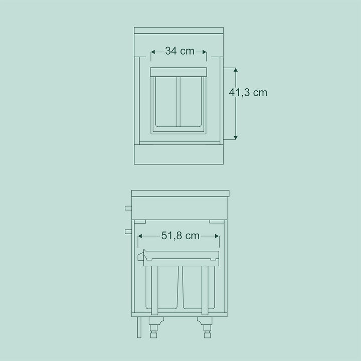 Relaxdays Einbaumülleimer 2-Fach, ausziehbar, Duo Küchenmülleimer für Unterschrank, ABS, grau, 41,3