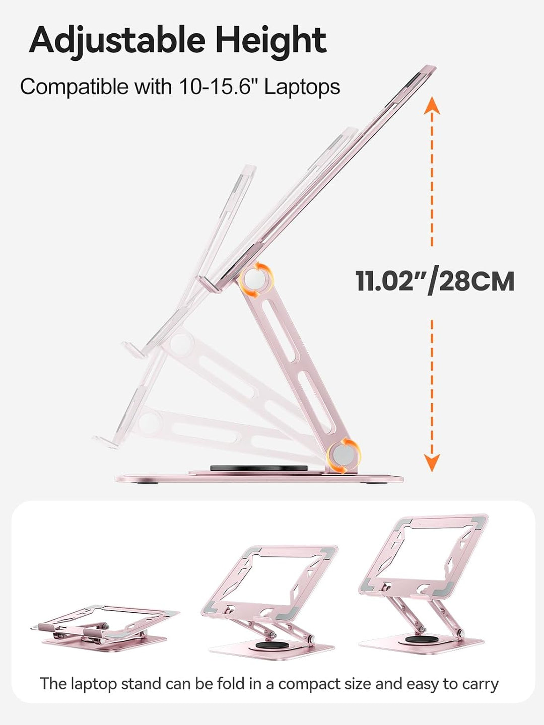tounee Laptopständer für den Schreibtisch, Verstellbarer Computerständer mit 360°-Drehfuss, ergonomi