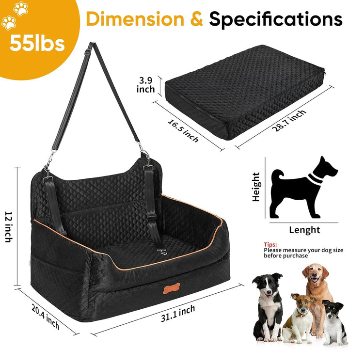 LORSEJOY Hunde Autositz Kleine Mittlere Hunde und Haustiere Waschbarer Hundesitz Abnehmbarer Unterse