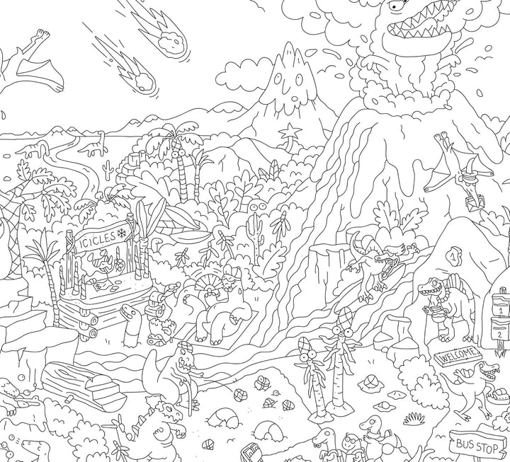 OMY pos31 Dino Poster zum Ausmalen Papier Mehrfarbig 100x70 cm DINOS, DINOS