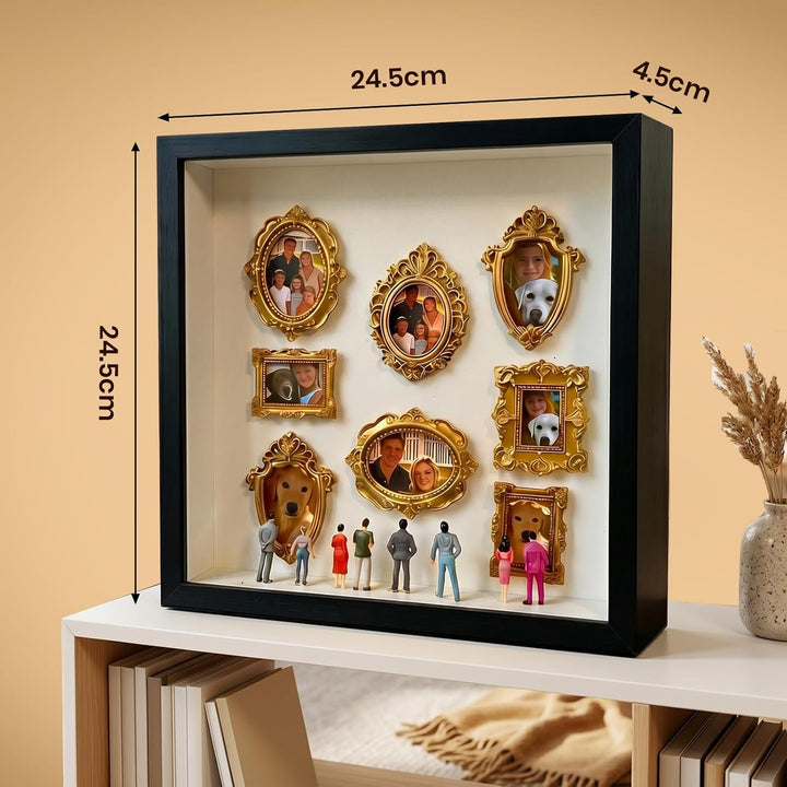 DIY Mini Museum Silhouette Box, Mini Figuren Menschen Museum Mit 8 Figuren, 8 Gold Rahmen für Hochze