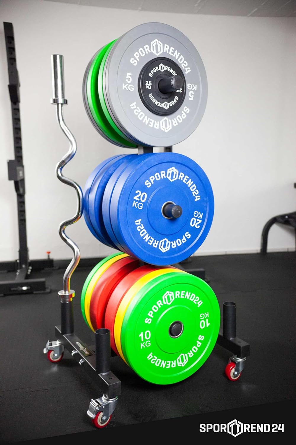 Sporttrend 24® Bumper Plate Rack auf Rollen bis 400kg mit 50mm Scheibenaufnahme | Hantelscheibenstän