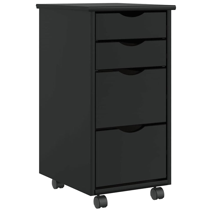 vidaXL Rollschrank mit Schubladen Moss Schwarz Massivholz Kiefer, Kommode, Schubladenschrank, Schrei