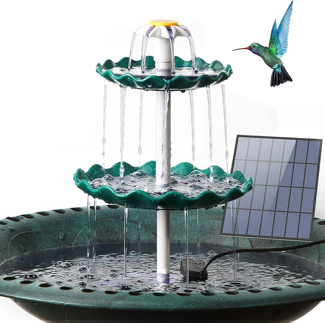 AISITIN DIY Brunnen,Vogeltränke Sets mit 3,5W Solar Springbrunnen, 3 Stufige Vogelfütterer für Draus