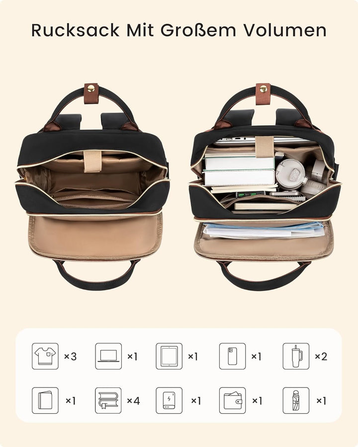 LOVEVOOK Rucksack Damen, 17.3 Zoll Laptop Schulrucksack Teenager mit Grossem Flaschenfach, Uni Schul