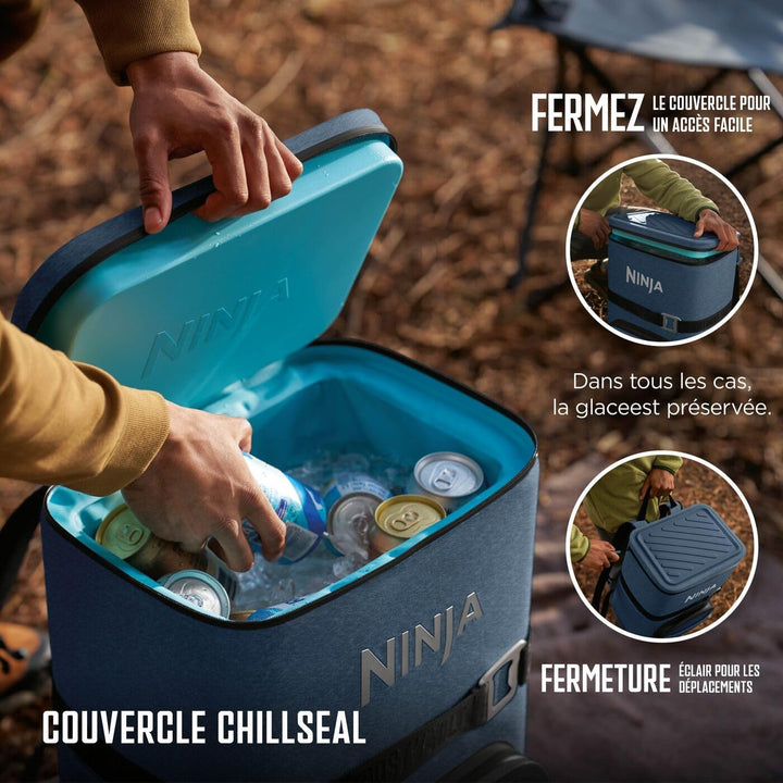 Ninja FrostVault Go Outdoor Flexibler 23-Liter-Kühlrucksack für 36 Dosen mit kalter Trockenzone, 2 K