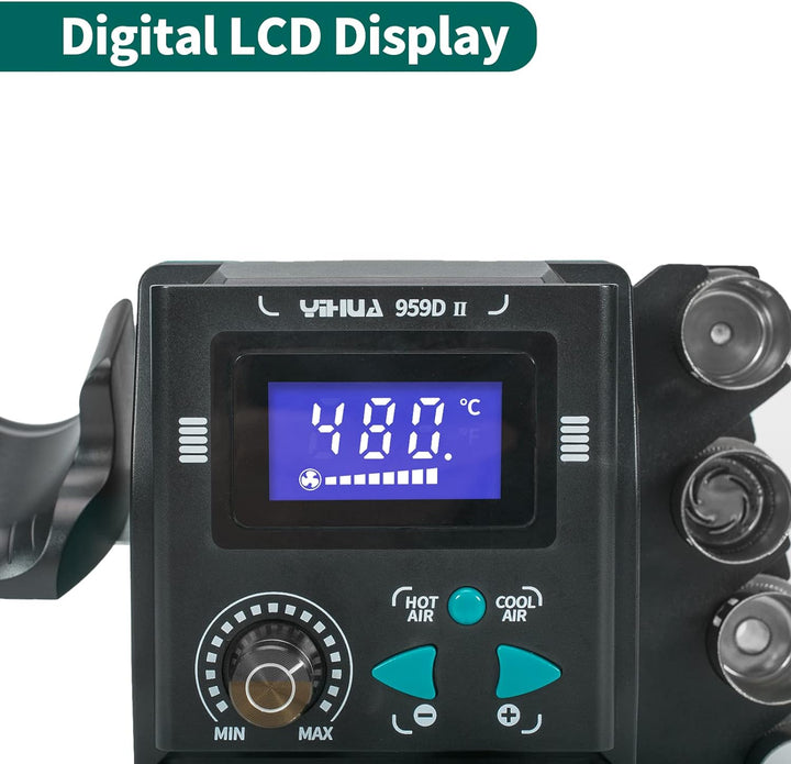 YIHUA 959D-II Heissluft Lötstation digital heissluftlötstation SMD entlötstation mit LCD Bildschirm