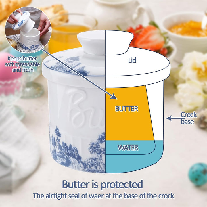 Butterglocke Keramik, Französische Butterdose, Wassergekühlte Butterdose für Frische und Streichfähi