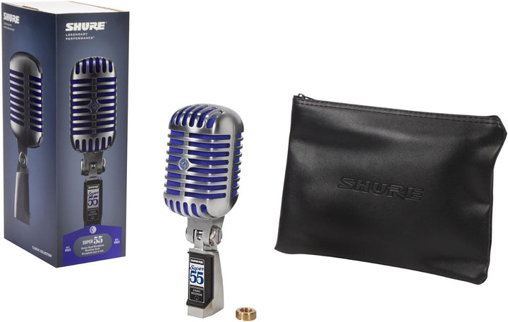 Shure Super 55 Deluxe Vocal Microfon - Vintage Supercardioid Dynamic Unidyne Mic, legendärer Look, k