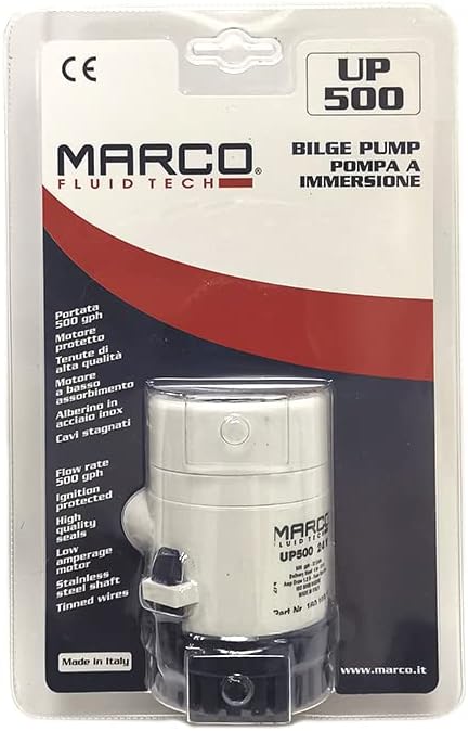 MARCO Lenzpumpe UP500 12V 32 l/min, Bilge-Pumpe in Italien hergestellt
