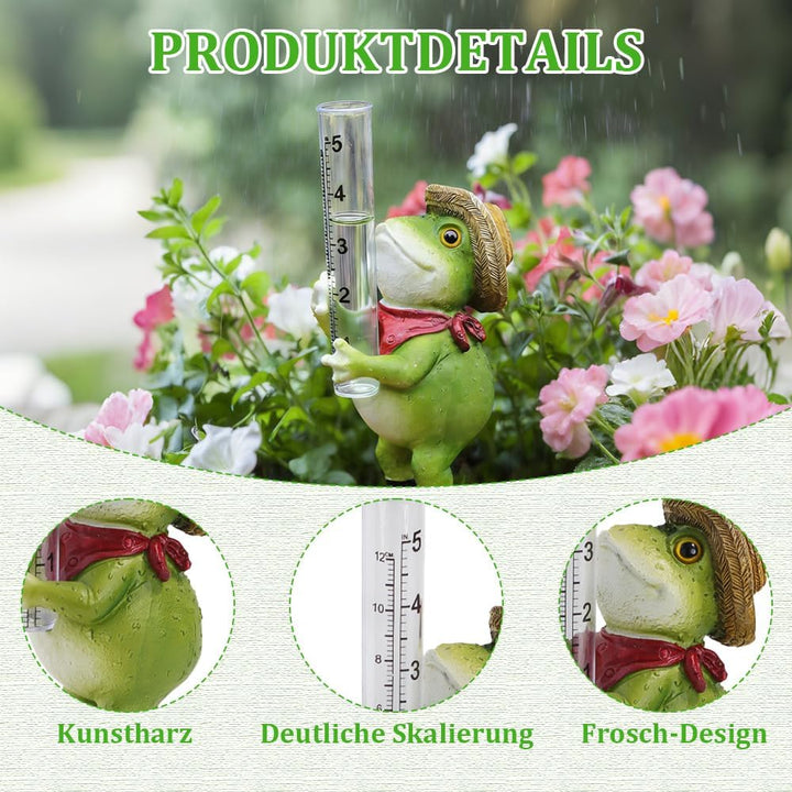 Regenmesser für Garten, Regenmesser Frostsicher mit Glas Messbecher, Niederschlagsmesser, Frosch Gar