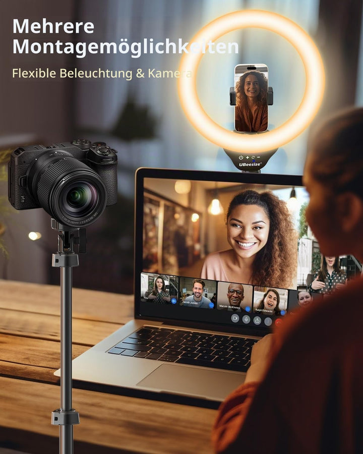 UBeesize Ringlicht mit Stativ, 12 Zoll Selfie Ringlicht mit 62 Zoll Stativ Ständer für Videoaufnahme