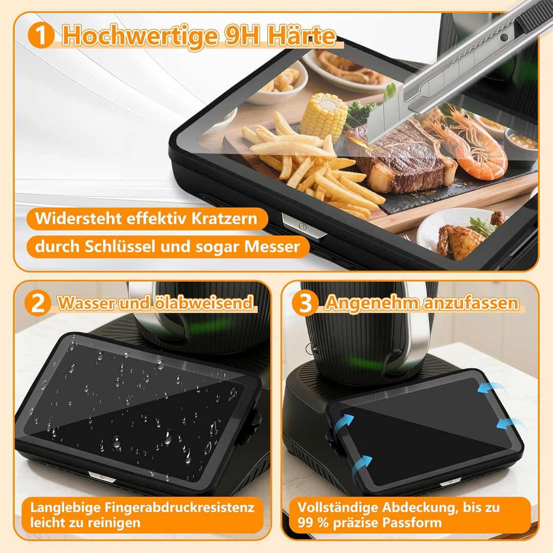 SelfTek 3 Stück Displayschutz für Thermomix TM7 - TM7 Zubehör mit 2 Displayschutz Panzerglas, Siliko