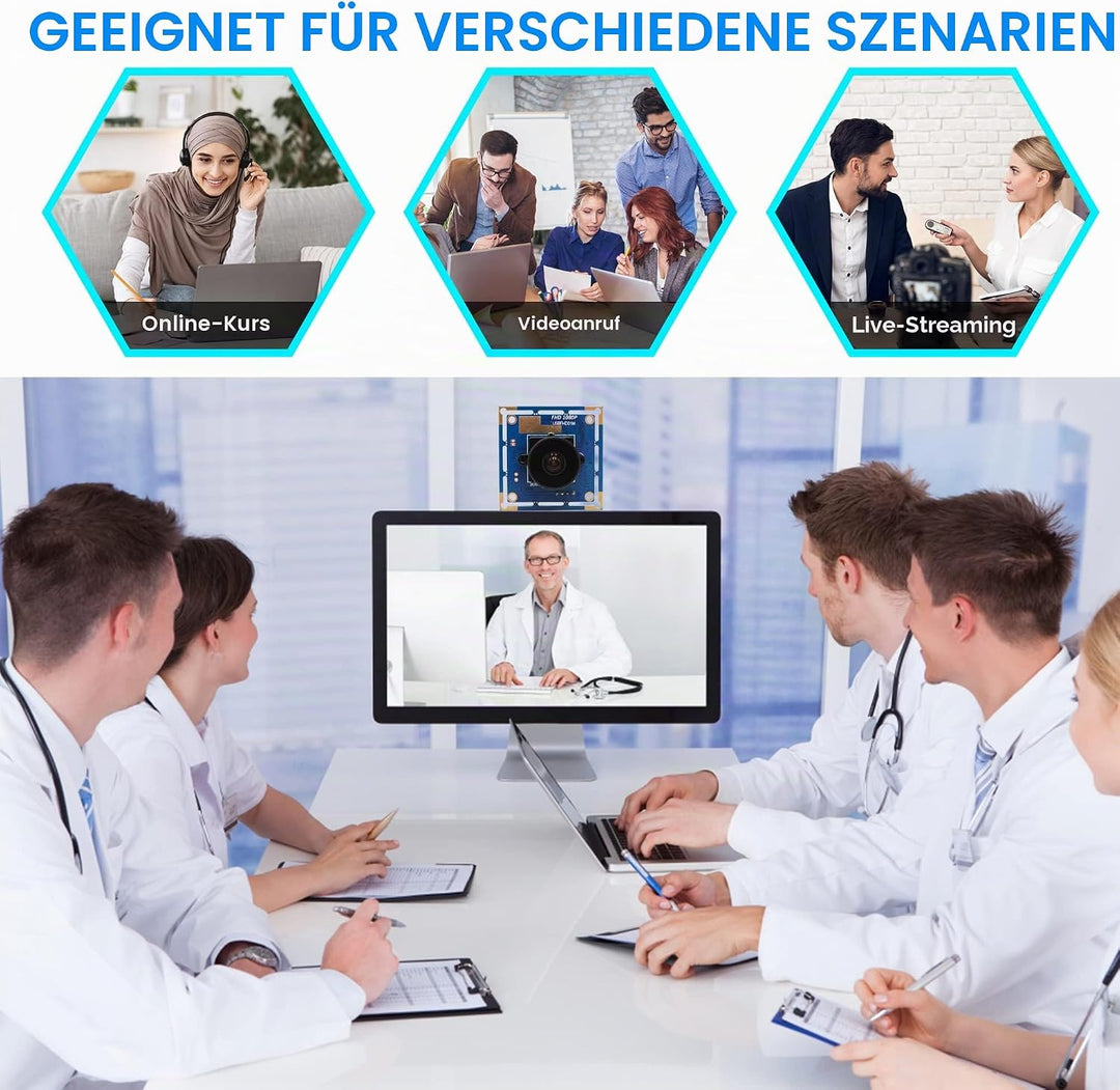 ELP USB Kamera Modul Weitwinkel 170 Grad Fischaugenobjektiv USB Kamera 2MP 1080P Webcam Hohe Bildrat