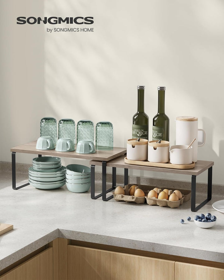 SONGMICS Gewürzregal, 2er Set Küchen-Organizer, Küchenregal, Schrank-Organizer Küche, erweiterbar, k