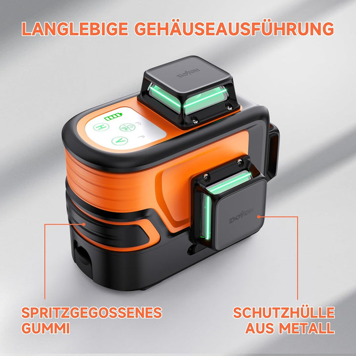 Kreuzlinienlaser Grün, 3×360° Selbstnivellierend Laser Wasserwaage, 3D 12 Linien Linienlaser kreuzla