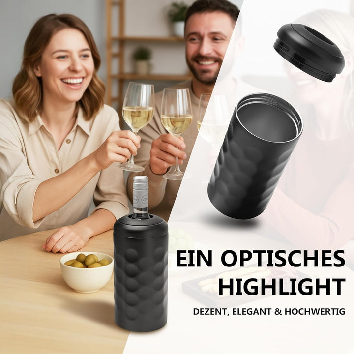 Merkaro - Arktis Weinkühler Edelstahl – stilvolles Einschenken direkt im Kühler | Vakuum-Isolierter