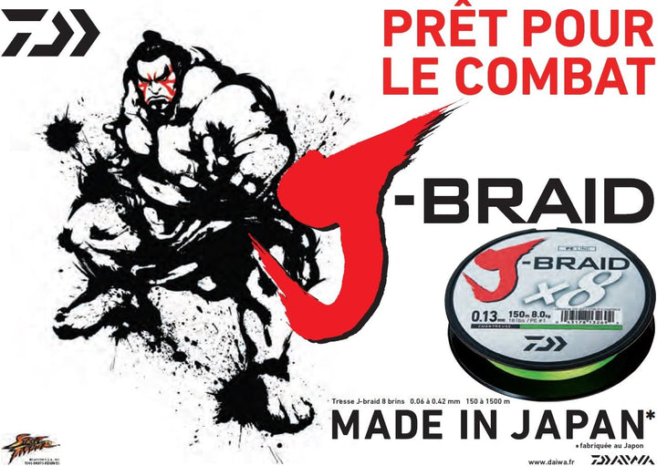 Daiwa J-Braid 8 Braid 0.35mm, 36.0kg / 79.0lbs, 1500m dunkelgrün, rund geflochtene Angelschnur
