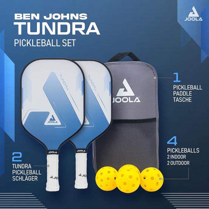 JOOLA Pickleball Set Blue Lightning Inklusive 2 Schläger, 4 Bällen und Tasche, ideal für Freizeitspi