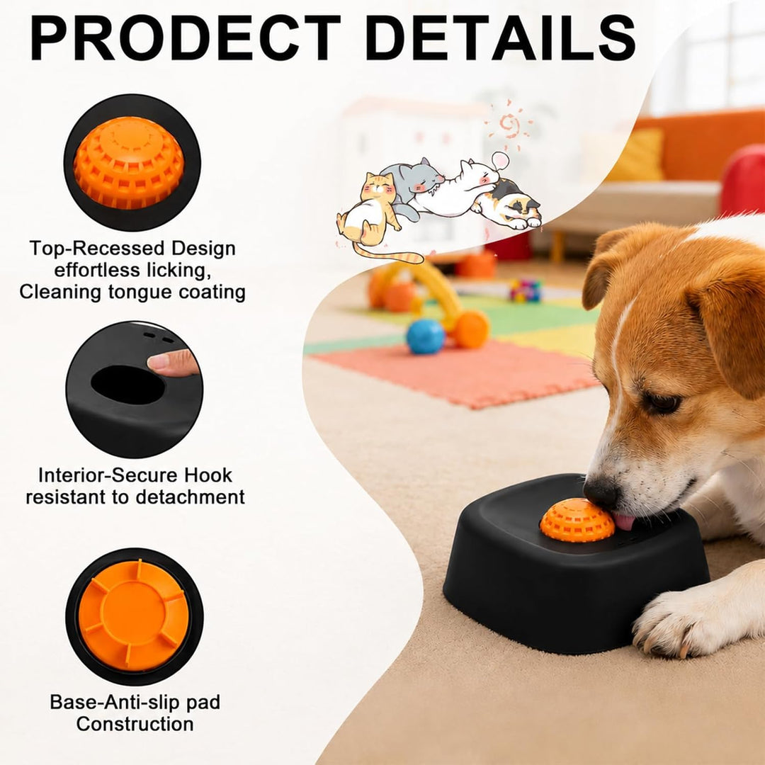 Schleckball Hund Leckspielzeug, Schwarz | Lick Bowl mit Rollball, Interaktives Hundespielzeug, Rutsc