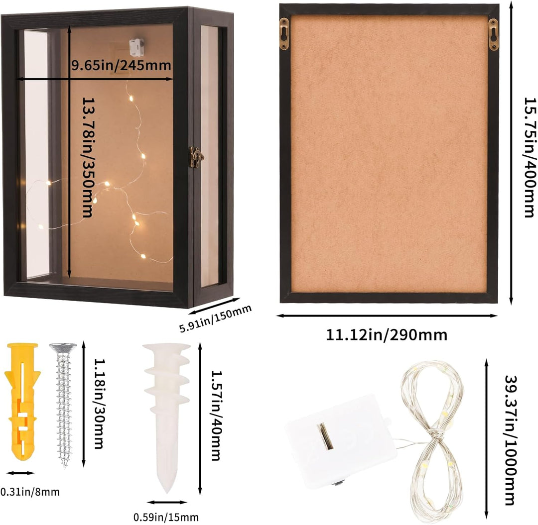28 x 38 cm tiefer Schattenkastenrahmen, Wandmontage, Tiefe 12,5 cm, Vitrine, dreiseitige, transparen