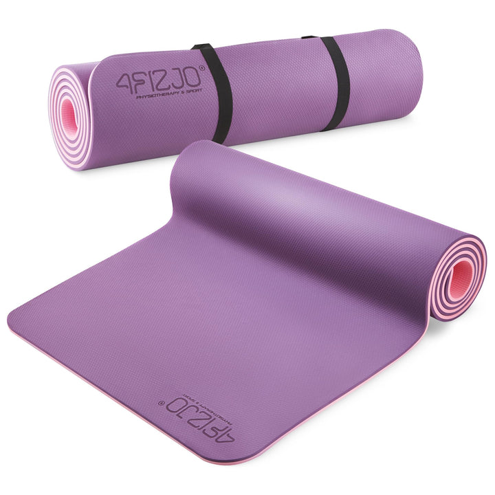Fitnessmatte mit Tragegurt, Abmessungen 180x60cm, TPE-Kautschuk, Rutschfest, Komfort, In & Outdor, P