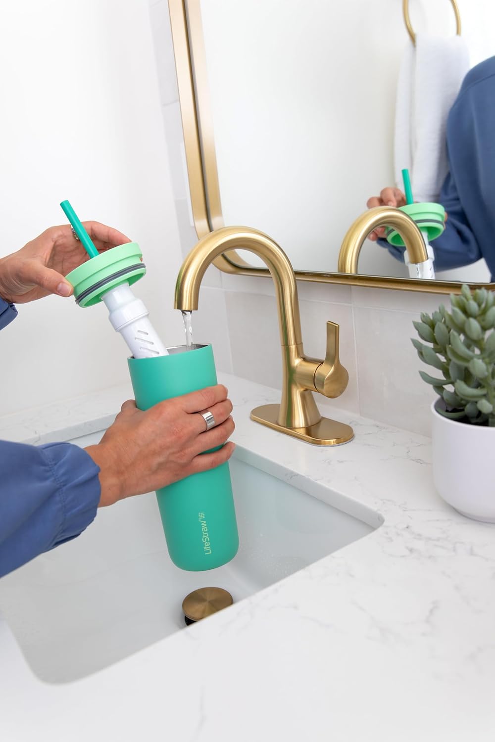 LifeStraw Go Series Tumbler 18oz Stainless Steel Aegean Sea, Aegean Sea