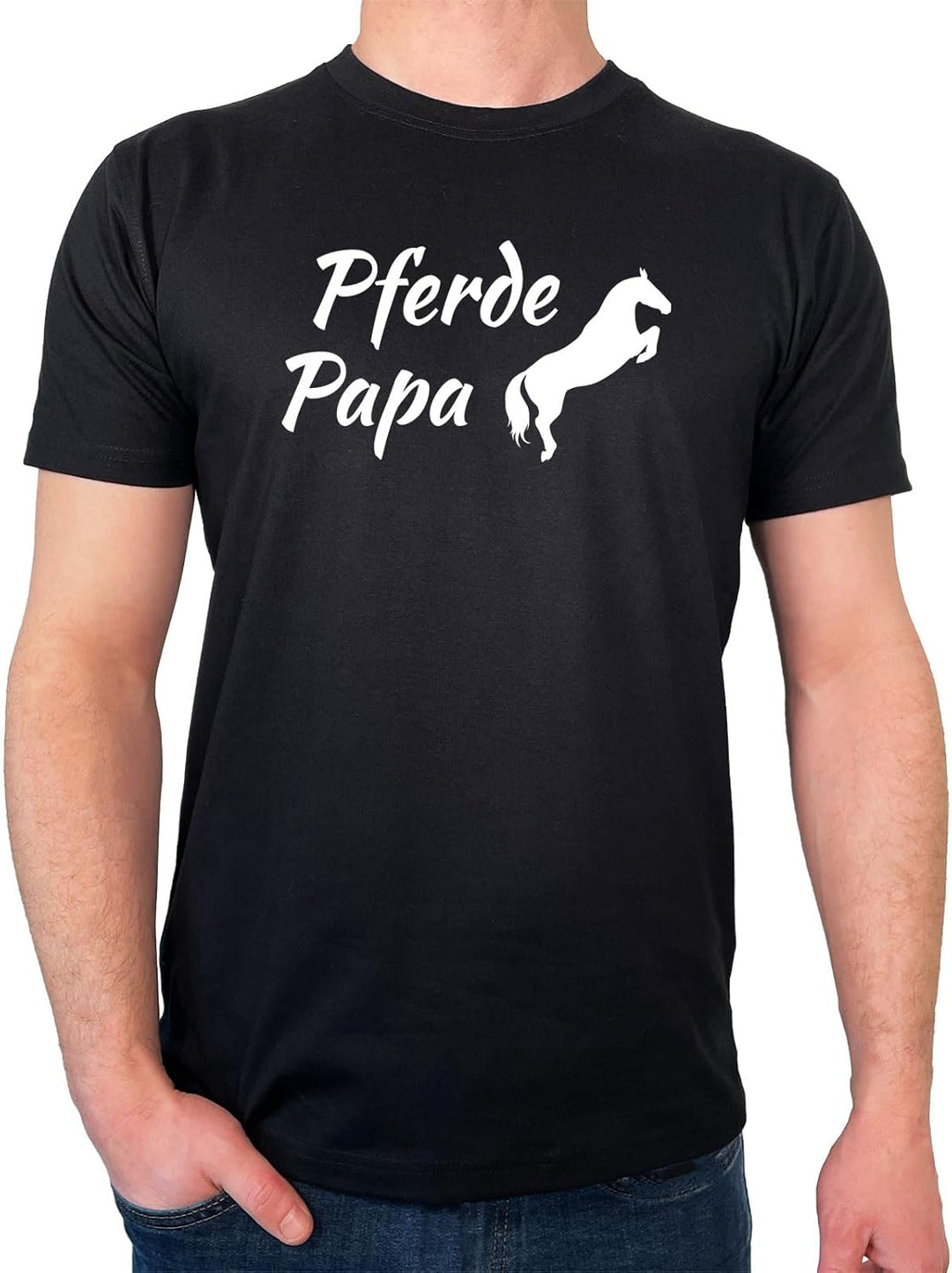 HUURAA Herren T-Shirt Pferdepapa Silhouette Bio Baumwolle Fairtrade Oberteil Grösse S-3XL mit Motiv