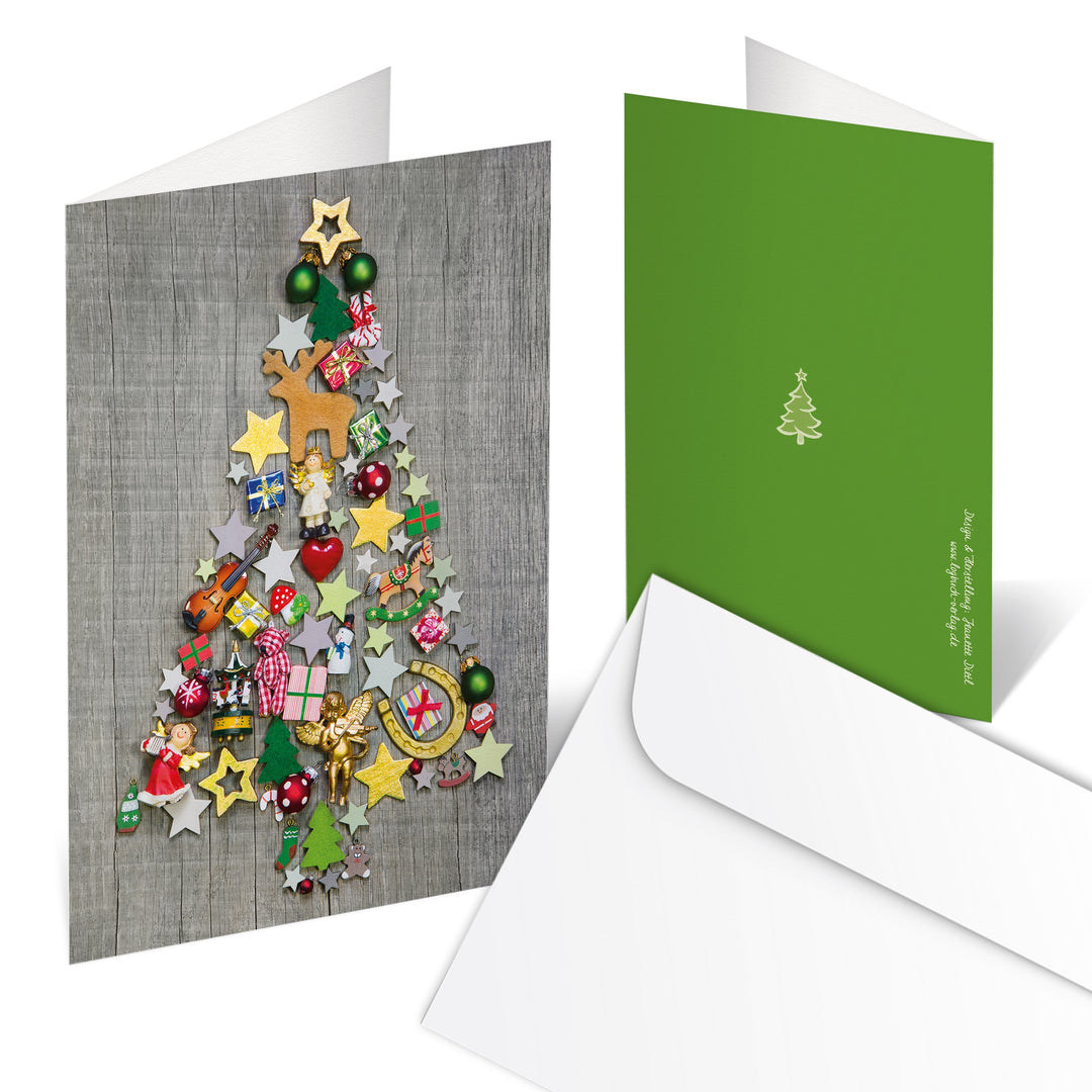 Logbuch-Verlag 100 Weihnachtskarten Baum Karten Weihnachten ohne Text mit Kuvert für Firmen