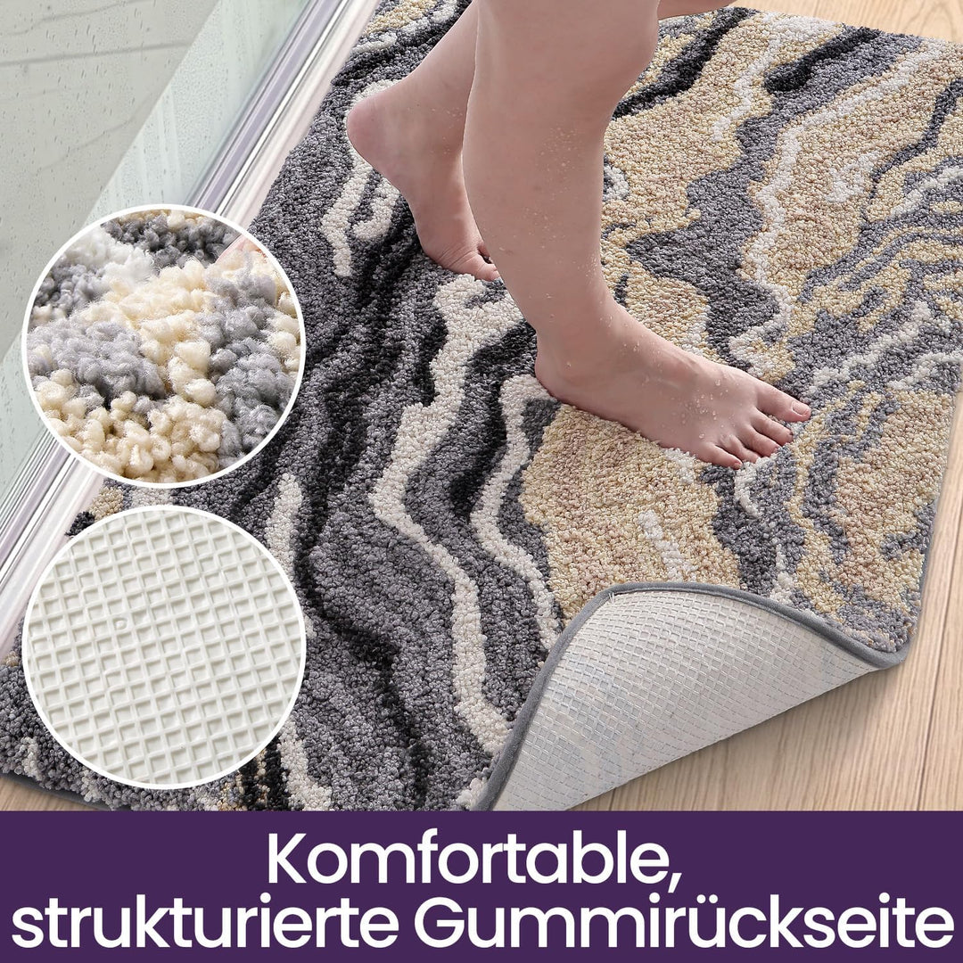 DEXI Badematte rutschfest 50 x 80 cm, waschbar Badezimmerteppich weich Badteppich Mikrofaser Saugfäh