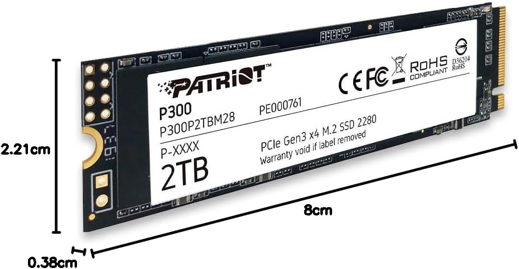 Patriot P300 M.2 PCIe Gen 3x4 2 TB SSD 2 TB Single