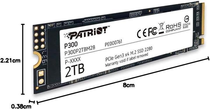 Patriot P300 M.2 PCIe Gen 3x4 2 TB SSD 2 TB Single