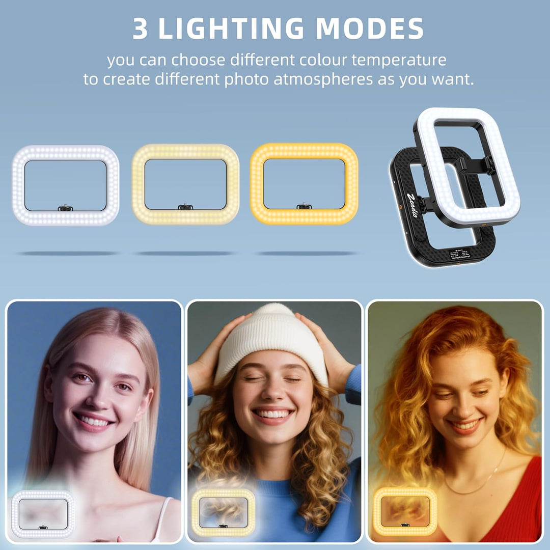 Zeadio Selfie-Ring-Videoleuchte, Smartphone Stabilisierungsgriff mit kraftvoller 20W LED, verstellba
