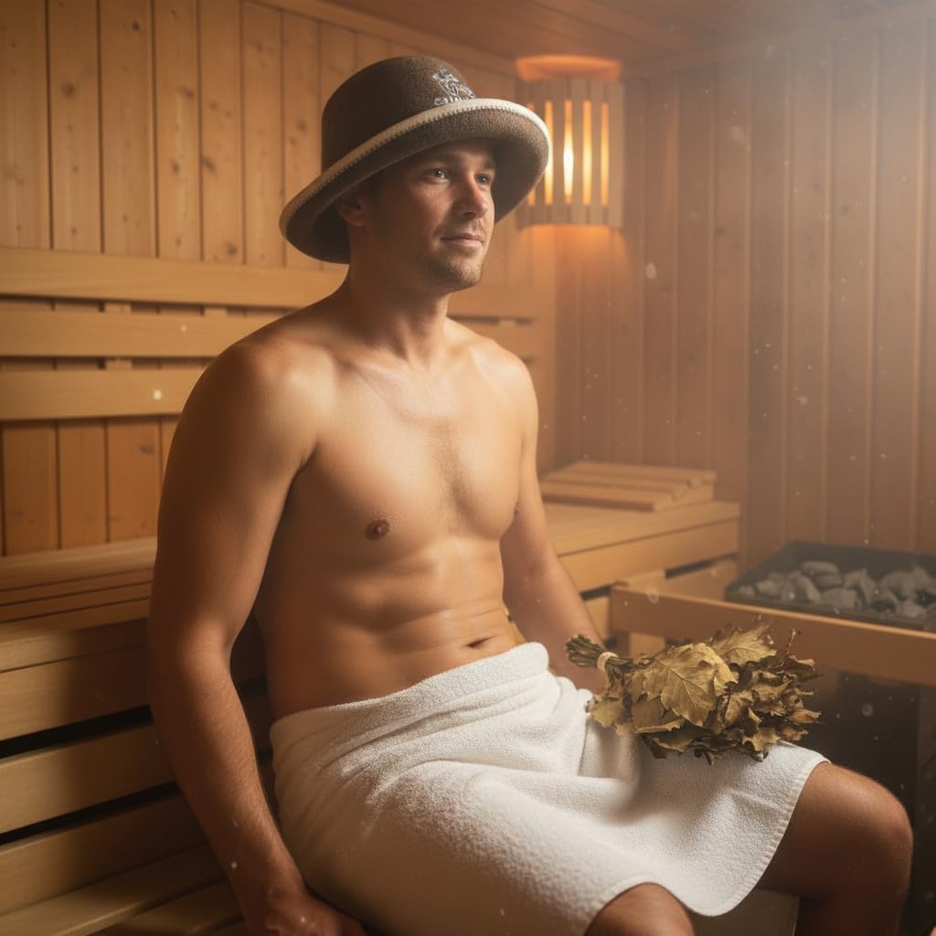 Sauna Boss Saunahut Herren Perfekte Saunamütze aus 100% Filz - Sauna Hut Filzhut Sauna Mütze Herren