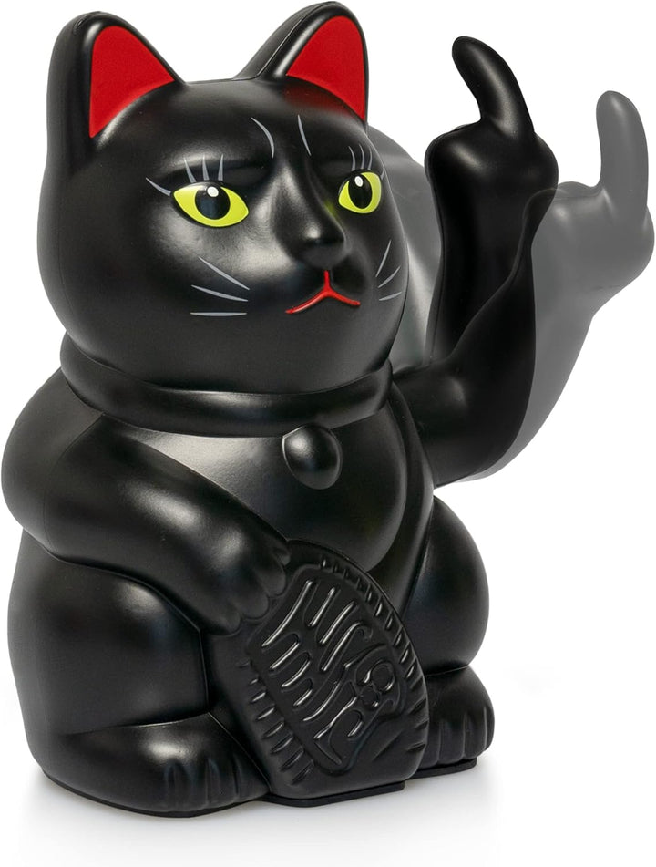 ANGRY CAT - Winkekatze Lucky CAT - Lustige winkende Katze - japanische Winkkatze mit Stinkefinger -
