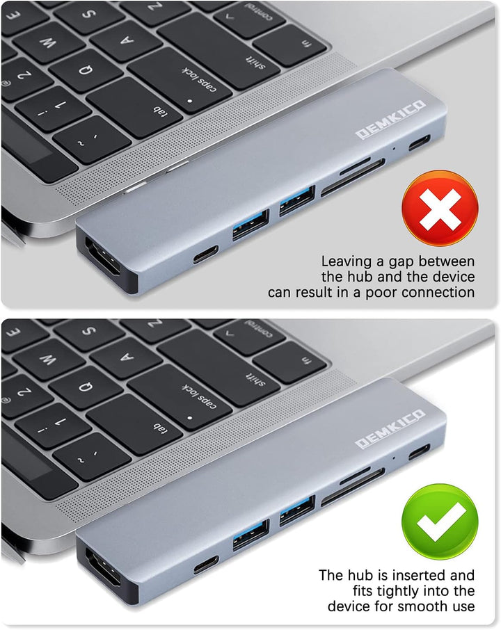 7 in 2 USB C Hub für MacBook Pro/Air, Dock mit 4K HDMI, USB 3.0 & 2.0, SD/TF Kartenleser, Thunderbol