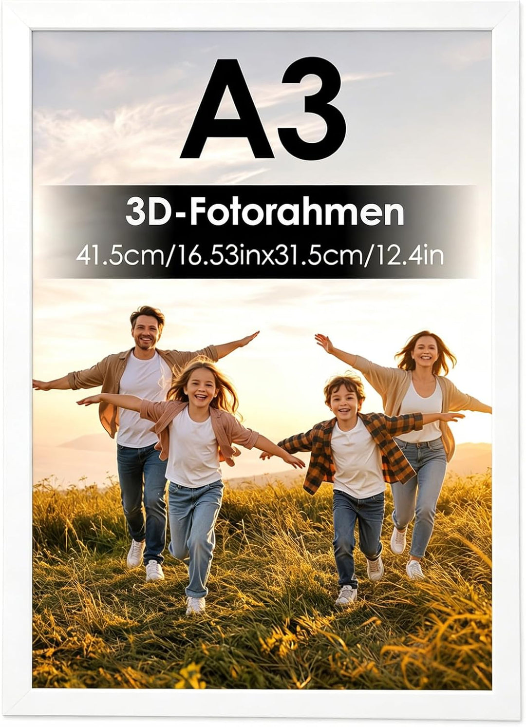 3D Bilderrahmen zum Befüllen, 41,5 x 31,5 x 4,5cm Weiss Shadow Box, 3D Objektrahmen Tiefer 3cm für H