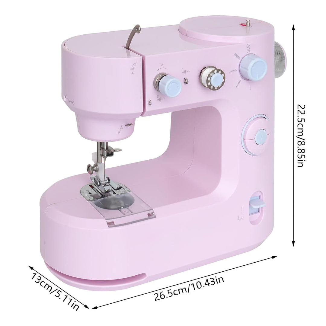 MINRS Nähmaschine Mini-Nähmaschine Nähmaschine Kinder mit Fusspedal(LED Licht, 5 Stichmuster, Fadena