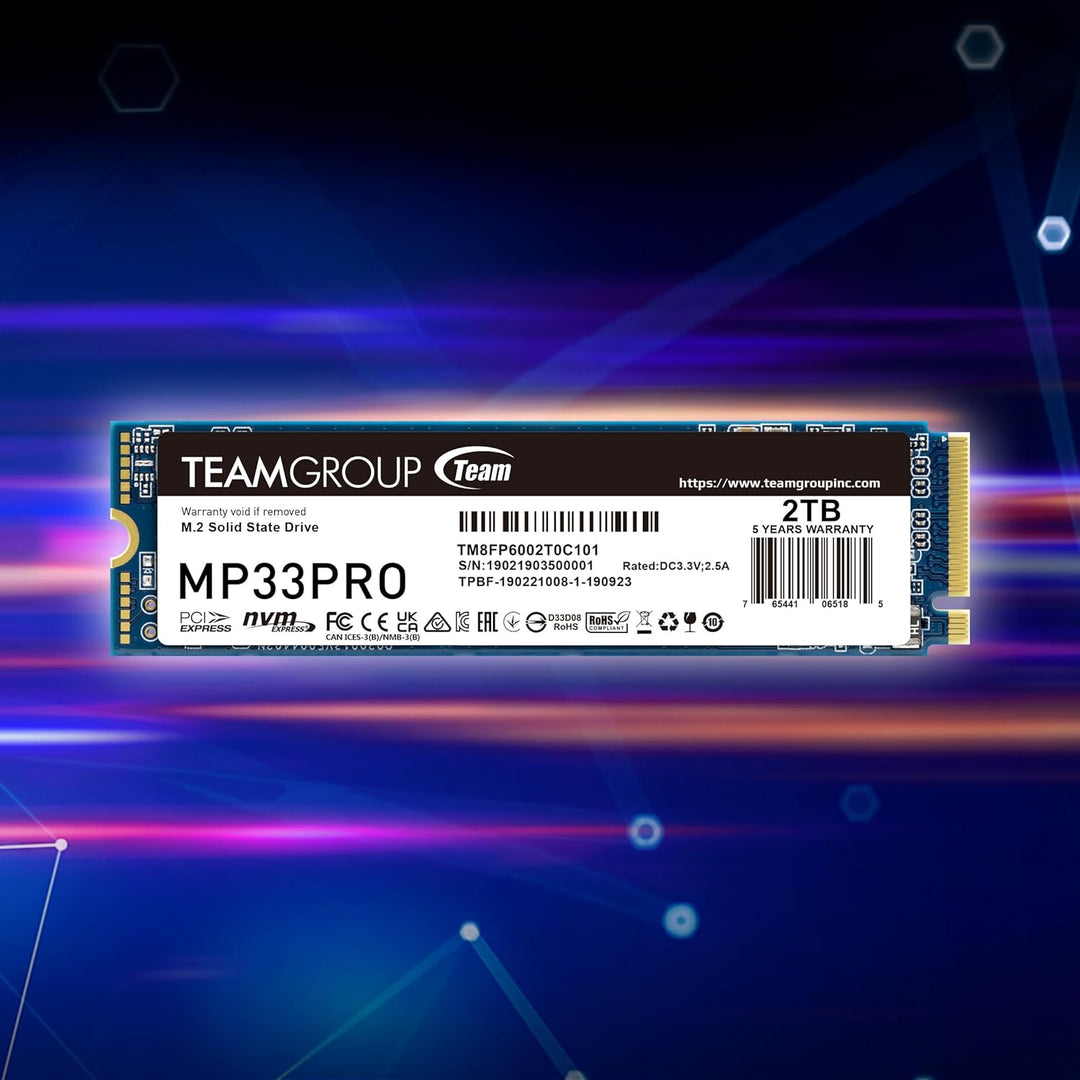 TEAMGROUP MP33 PRO 512 GB M.2 PCIe 2280 NVMe 1.3 interne SSD, bis zu 2100 MB/s Gen3x4 Solid State Dr